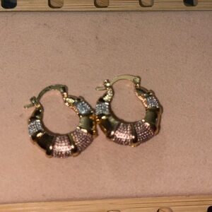 Oro Laminado Rose Gold , Gold and Silver Hoop Earrings